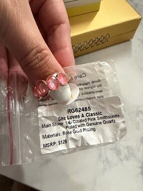 She Loves A Classic Rose Gold Ring with Pink Stones